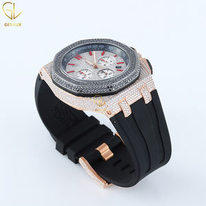 Premium Quality Pass Diamond Tester Iced Out Lab Grown Diamond Chronograph Dial Correa de silicona negra Reloj de hip hop para hombres - Product Image 4