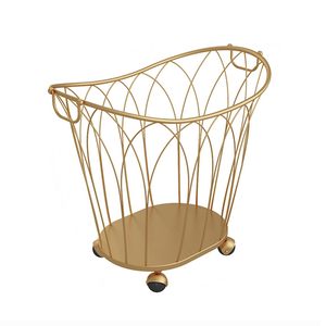 Nouveau look panier à linge en métal plaqué or panier à linge portable personnaliser ménage hôtel salle de bain rangement panier à linge - Product Image 1