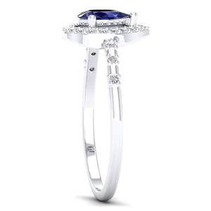 แหวนเงินแท้ 925 ดีไซน์ล่าสุดจาก REYES ประดับด้วยมอยส์ซาไนต์ทรงลูกแพร์ 0.5 กะรัต และพลอยไพลินสีน้ำเงิน สำหรับผู้หญิง - Product Image 3