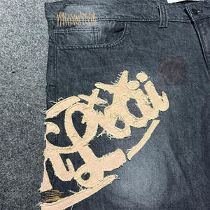 Short en jean pour homme lavé à la pierre style vieilli avec logo brodé personnalisé Short en denim pour la mode streetwear - Product Image 6