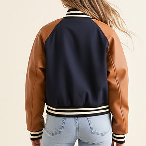 Chaqueta de Béisbol de Invierno de Alta Calidad con Logotipo Bordado Personalizado, Mangas de Piel de Oveja, Acolchada, Resistente al Viento, Transpirable, de Algodón, Corte Holgado - Product Image 5