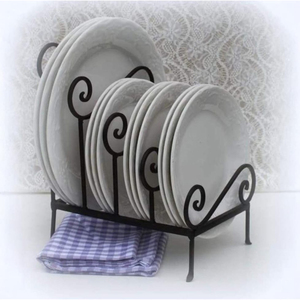 ชั้นวางจานเหล็กดัดทำมือแบบตั้งโต๊ะ สีดำ สำหรับจัดเก็บจานในครัว - Product Image 3