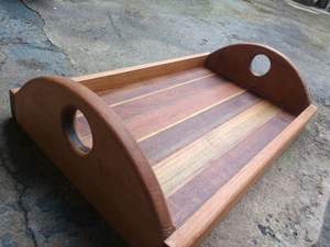 Bandeja para servir rectangular de madera de diseño rústico, tamaño estándar de acabado Natural para el hogar y la boda, bandeja para servir comida hecha a mano - Product Image 6