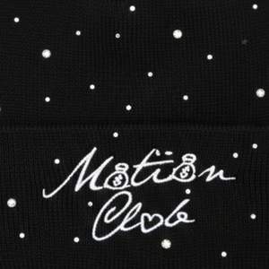 Gorro de punto unisex con pedrería, negro, con cristales, para invierno, suave, elástico, estilo urbano, con dobladillo, tipo gorro calavera - Product Image 6