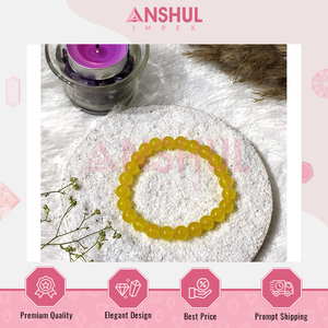 Última llegada de alta calidad suave y pulido curación y meditación 8mm redondo amarillo Jade piedras preciosas pulseras con cuentas - Product Image 2