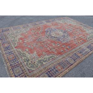 พรมตุรกีขนาดใหญ่พิเศษ 8.2x12 ฟุต (251x366 ซม.) พรมขนสัตว์ลายพรางสีแดงวินเทจ - Product Image 4