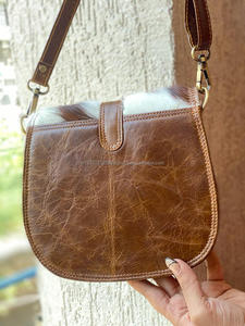 Nouveau Style occidental cheveux sur cacher fourrure cuir sacs à bandoulière haute qualité à la mode véritable fourrure de vachette cuir fronde côté sac à main - Product Image 4