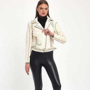 Dernière veste de moto en cuir de vache 100 % véritable pour homme, respirante, élégante, avec garniture en fourrure, style streetwear - Product Image 1