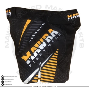 Pantalones cortos de MMA elásticos lisos de 4 vías de alta calidad en poliéster banda de cintura elástica pantalones cortos de lucha curva hendidura gimnasio usa pantalones cortos - Product Image 5