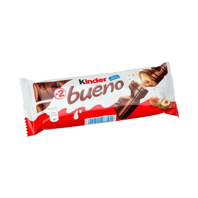 Creme de Chocolate e Avelã Kinder Bueno, 2 barras de chocolate embrulhadas individualmente por embalagem, 1.5 oz cada, 30 Pack