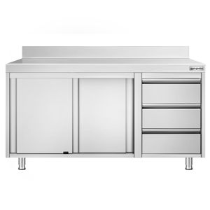 ตู้วางพื้นสแตนเลส PREMIUM - 1400x700 มม. - 3 ลิ้นชัก ด้านขวาและด้านบน - Product Image 4