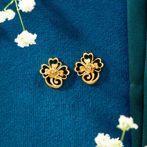 Boucles d'oreilles clous en zircon plaqué or pour femme, design tendance perle boule, cadeau de fête - Product Image 1