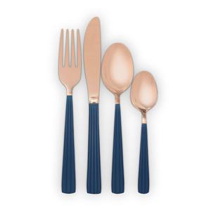Durable Luxurious High 4-Piece Silver Tone Stainless Steel Cutlery <b>Set</b> <b>Grey</b> Handles Eco-Friendly American Style Dinnerware Party - Product Image 2