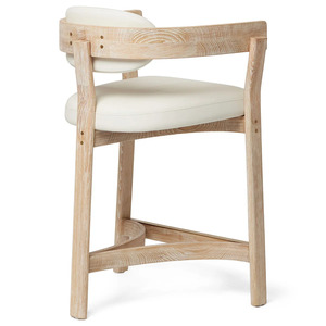 Chaise de bar moderne en teck avec siège et dossier rembourrés pour hôtel, salle à manger, salon - Product Image 4