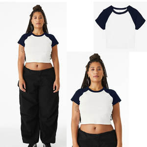 Nouveau T-shirt décontracté à manches courtes et coupe ajustée pour femme, avec appliques 3D en coton/fibre de bambou, style Y2K, collection 2026 - Product Image 2