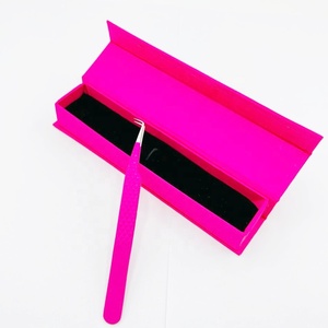 Pince à cils en acier inoxydable solide à 90 degrés avec prise en diamant rose vif, pointe pointue personnalisée testée à la main pour l'extension des cils - Product Image 3