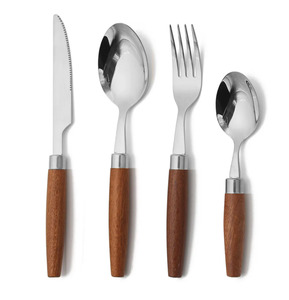 Vente en gros cuillère à dessert fourchette à gâteau en acier inoxydable avec manche en bois design taille personnalisée produit Offre Spéciale - Product Image 5