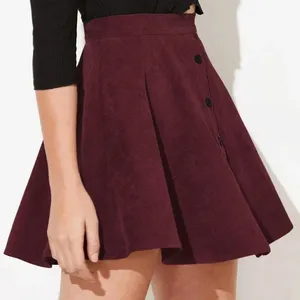 EVERGLOW 2026 Women's <b>Elastic</b> Waist Velvet A-Line Mini <b>Skirt</b> Button Front Lace Pocket Formal Spring Wear - Product Image 5