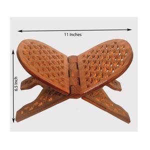 Premium Solid Wood Holy <b>Book</b> Stand Antique Style Carved Folding Rehal Holder for Sacred Scriptures Home Prayer Use - Product Image 2