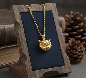 925 Argent Rhodium Lien Chaîne Collier Usage Quotidien Oiseau Hibou Animal Pendentif Plaqué Or Minimaliste Troisième Partie Certifié Mode - Product Image 1