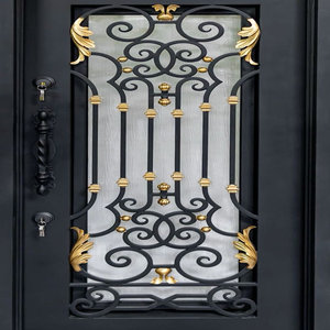 Puerta principal de hierro moderna con patrones geométricos y acabado recubierto de polvo hecho de componentes de hierro doméstico de primera calidad - Product Image 2