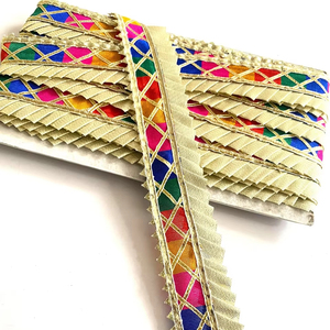 9M 27mm de ancho de color Trim Metallic Scrallop Lace Rhinestone Bead Decoración Bordado Costura Mantel Zapatos Prendas - Product Image 1