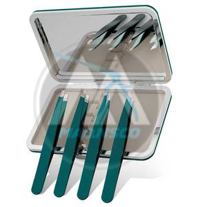 แหนบถอนขนตาสแตนเลสปลายเรียวแหลมมีวอลลุ่มแหนบกรณีกระจกสำหรับผมคางผมคิ้ว - Product Image 1