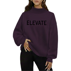 Sweat-shirt oversize pour femme à col montant, coupe décontractée, col côtelé, en molleton écologique et respirant, pour l'hiver et l'automne - Product Image 1