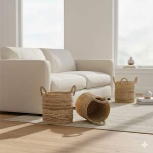 ชุดตะกร้า 3 ใบ งานฝีมือจากเปลือกต้นกล้วย - Product Image 5