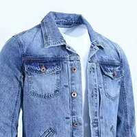 Veste en jean slim pour hommes en gros, veste en jean élégante et manteau, vêtements décontractés pour adolescents, mode tendance, vêtements d'extérieur légers