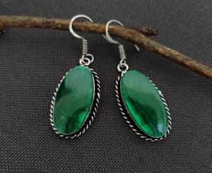 Pendientes colgantes de malaquita chapados en oro de Plata de Ley 925 más vendidos para mujer, regalo de fiesta de moda curativo con piedras preciosas de diamante - Product Image 3