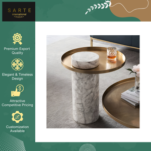 Mesa Auxiliar de Alta Calidad para Sala de Estar y Dormitorio, Mesa Lateral Pequeña Hecha a Mano, Moderna y Lujosa con Tapa de Mármol y Acero Inoxidable en Oferta - Product Image 6