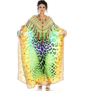 เดรสคาฟตันพิมพ์ลายหรูหราดีไซน์ชนเผ่าสดใสชุดชายหาดฤดูร้อนทรงหลวมขนาดฟรีไซส์ - Product Image 1