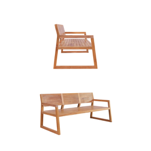 Banc de jardin en teck massif avec trois sièges au design minimaliste - Product Image 5