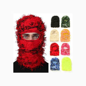 Cagoule en tricot personnalisée cagoule en détresse cagoule couvrant tout le visage chapeau d'hiver de créateur de mode cagoule en détresse masque de ski - Product Image 4
