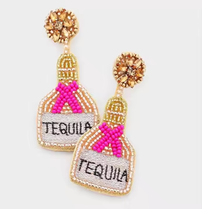 Pendientes de botón bordados con cuentas de semillas en forma de botella, joyería de moda, clásicos para fiesta, hechos a mano para mujeres y niñas, artesanías MD de la India - Product Image 5