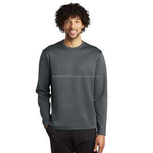 Venta al por mayor de prendas de punto personalizadas gris 320GSM tejido de algodón para hombre Top de manga larga para hombre básico algodón mezclado sudadera - Product Image 1