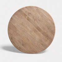 Table de salle à manger pliable 4 places, style nordique moderne, en bois de manguier massif, plateau épais, finition brun naturel, base sur piétement, Bistro Asia.