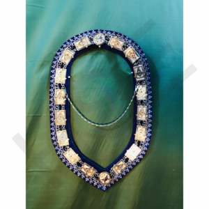 Conjunto de Regalia Masónica Bordada a Mano para Maestro Masón: Mandil de Logia Azul y Collar de Cadena - Product Image 6