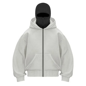 Sweat-shirt à capuche zippé pour hommes, hiver, chaud, décontracté, avec masque facial à capuche, veste de sport à fermeture éclair, activités de plein air - Product Image 2