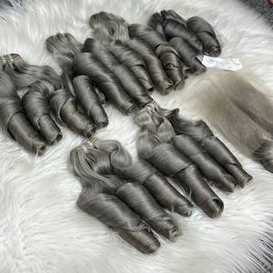 Extensiones de cabello rizado de Primavera de color gris personalizado: más de 44 colores y estilos, gran stock de 100% cabello crudo, virgen vietnamita - Product Image 4