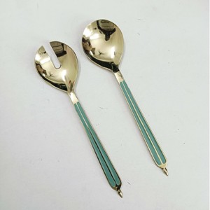 MOP Poignée Argent Polonais Laiton Métal Salade Service Ensembles Vaisselle Brillant Fini Alimentaire Servir Salade Serveur - Product Image 5