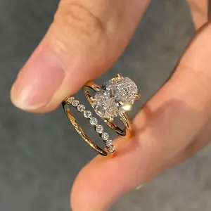 Anillo de Compromiso de Plata 925 con Moissanita de Corte Oval Vintage, Engaste de Puntas, Joyería Fina para Mujer, Regalo de Aniversario, Fiesta - Product Image 2