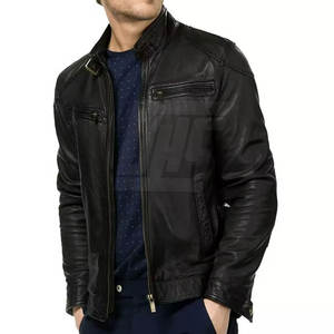 แจ็กเก็ตหนังของผู้ชายดีไซน์เข้ารูปแจ็กเก็ตฤดูหนาวเย็บทนทานแบบคลาสสิกสำหรับผู้ชาย - Product Image 5