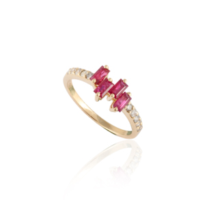 Fabriqué à la main 100% authentique rubis clouté avec bague en diamant minimal 14K solide or jaune bague en pierres précieuses bijoux de luxe femmes - Product Image 3