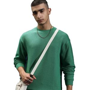 Pull-over tricoté 100% coton à la mode pour hommes Design simple Confortable et surdimensionné pour toutes les saisons Logo avant - Product Image 1