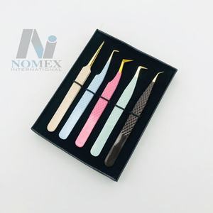 Juego de pinzas con recubrimiento de polvo personalizado, extensiones de pestañas, agarre de diamante, puntos afilados, acero inoxidable de alta calidad, cuidado antipersonal - Product Image 3