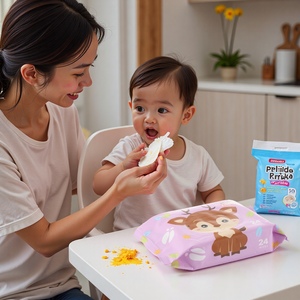 Lingettes humides pour bébé, 24 unités, douces, non parfumées, pour bébés, articles de nettoyage ménager, matériau non tissé - Product Image 6