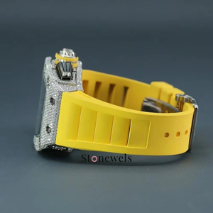 Montre Hip Hop Solaire Mécanique Automatique en Or avec Diamants de Luxe Certifiés GIA VVS Moissanite et Céramique pour Hommes - Product Image 4