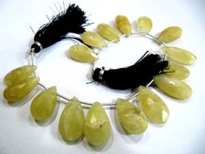 Cuentas de Briolette facetadas en forma de pera aguamarina amarilla natural tamaño 1-1,5 pulgadas de largo - Product Image 3